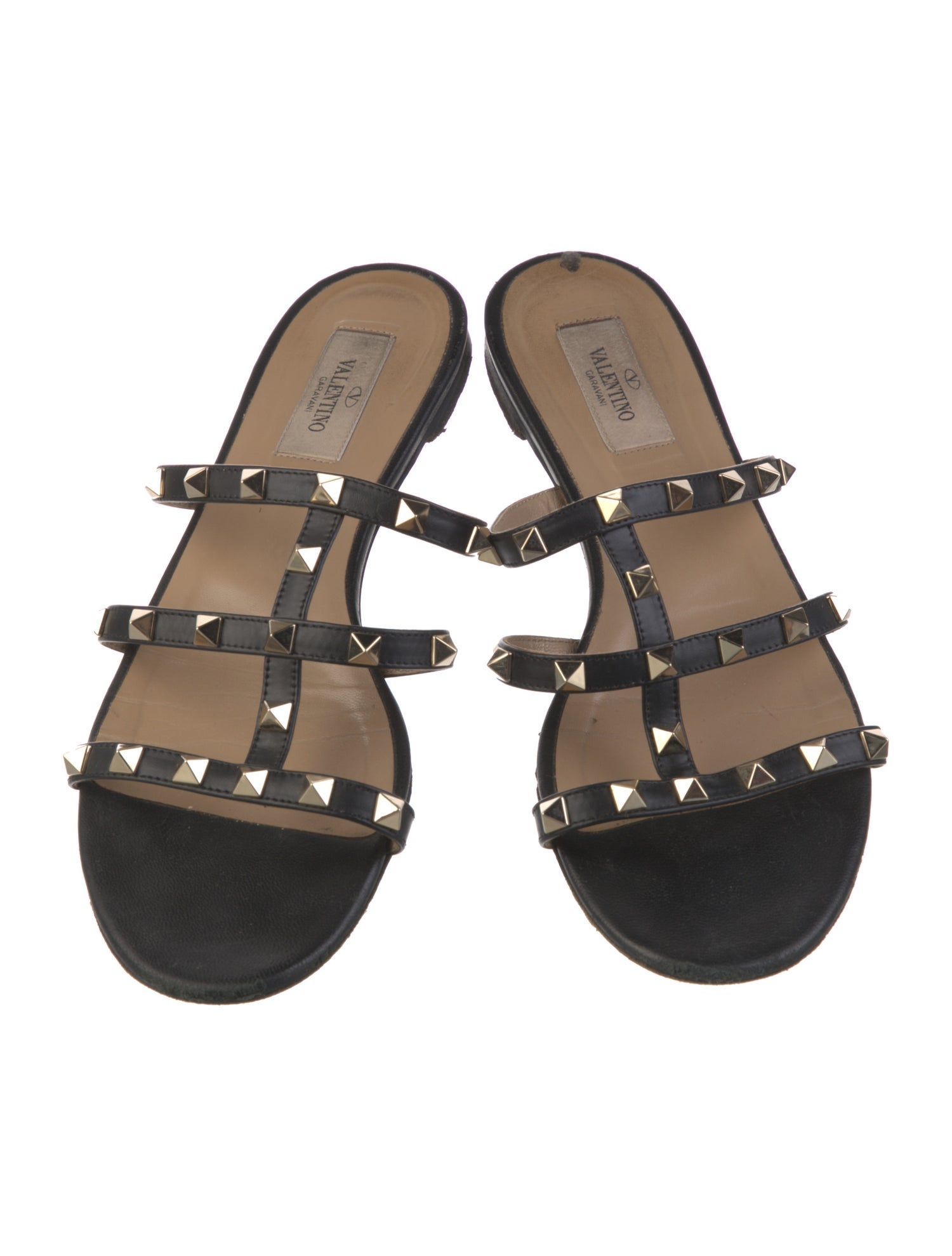 Valentino Rockstud Accents Leather Slides
